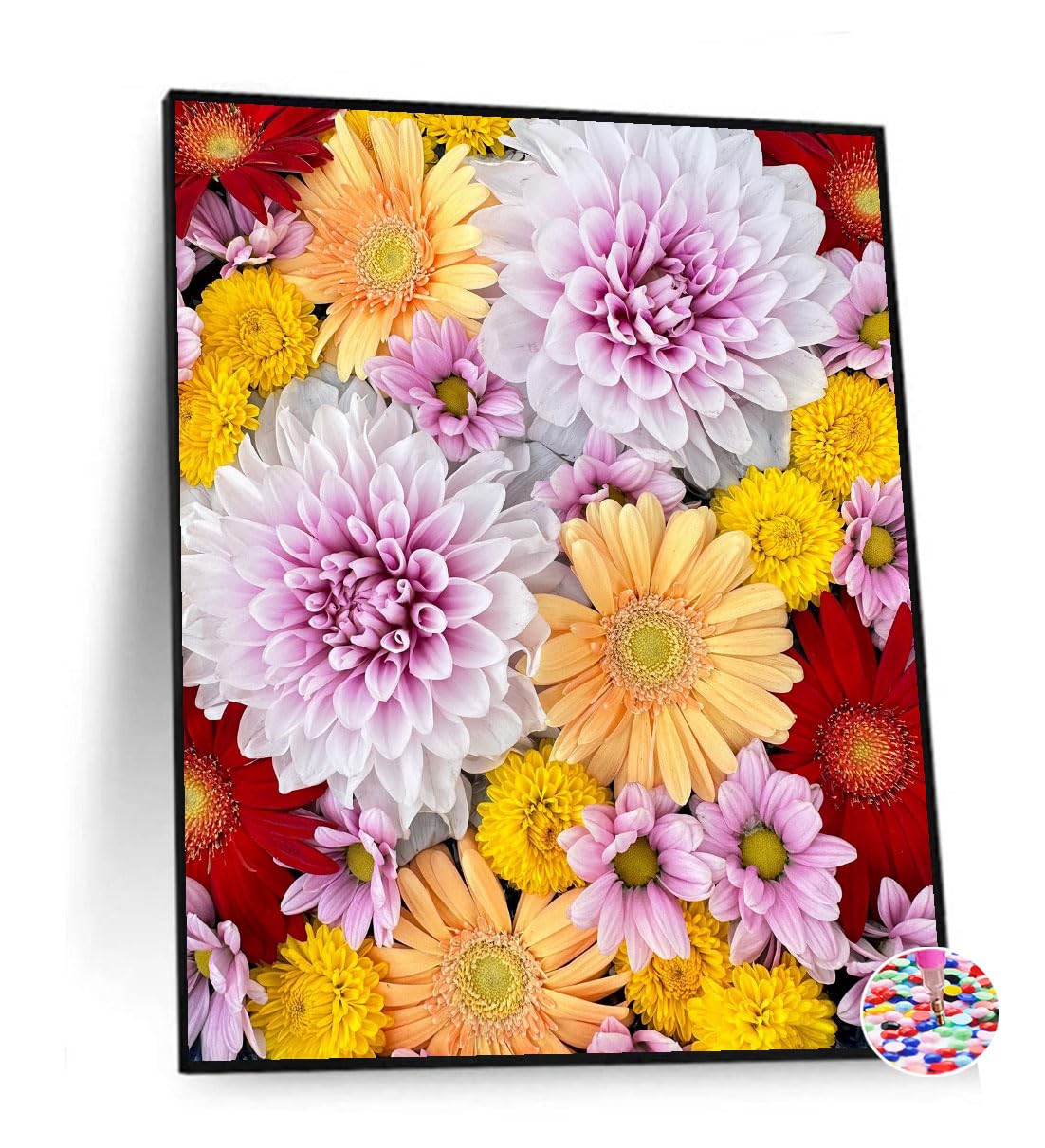 リカさん　ダイヤモンドアート（丸ビーズ）カラフルなお花　30×40 Amazon.co.jp: ダイヤモンドアート 花 スクエア ビーズアート 四角